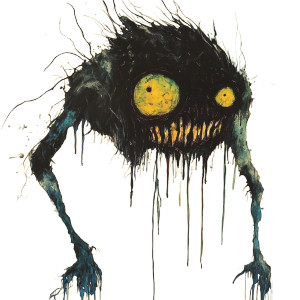 Creepy Watercolor Monster Vinyl Car Decal Sticker – Waterproof & UV-Resistant 8"