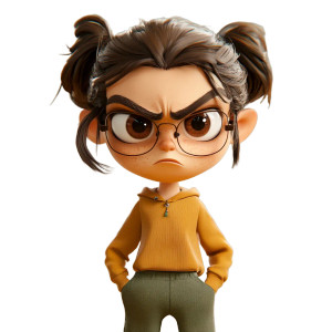 Angry Animated Girl Vinyl Car Decal Sticker – Waterproof & UV-Resistant 8"