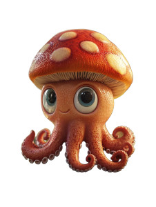 Cute Octopus Mushroom Vinyl Car Decal Sticker – Waterproof & UV-Resistant 8"