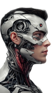 Cyborg Male Face Vinyl Car Decal Sticker – Waterproof & UV-Resistant 8"