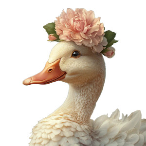 Duck With Flower Vinyl Car Decal Sticker – Waterproof & UV-Resistant 8"