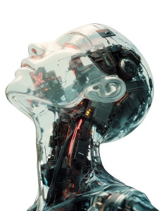 Translucent Android Contemplation Vinyl Car Decal Sticker – Waterproof & UV-Resistant 8"