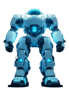 White Sci-Fi Mech Vinyl Car Decal Sticker – Waterproof & UV-Resistant 8"