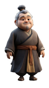 Pixar Chinese Elder Vinyl Car Decal Sticker – Waterproof & UV-Resistant 8"