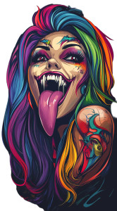 Colorful Demon Portrait Vinyl Car Decal Sticker – Waterproof & UV-Resistant 8"