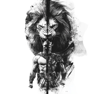 Lion And Spartan Vinyl Car Decal Sticker – Waterproof & UV-Resistant 8"