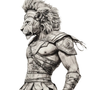 Lion-Headed Gladiator Vinyl Car Decal Sticker – Waterproof & UV-Resistant 8"