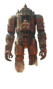 Buddhist Steampunk Colossus Vinyl Car Decal Sticker – Waterproof & UV-Resistant 8"