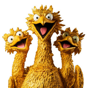 Golden 3-Headed Bird Vinyl Car Decal Sticker – Waterproof & UV-Resistant 8"