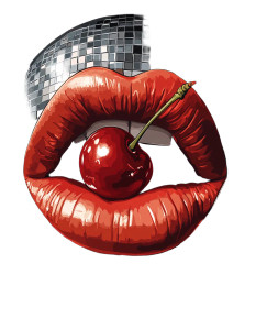 Cherry Disco Lips Vinyl Car Decal Sticker – Waterproof & UV-Resistant 8"