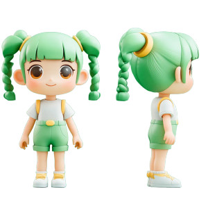 Cute Green Twintails Girl Vinyl Car Decal Sticker – Waterproof & UV-Resistant 8"