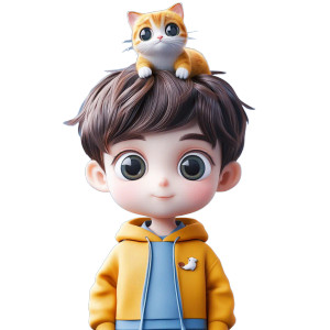 Cute Q Boy V3 Vinyl Car Decal Sticker – Waterproof & UV-Resistant 8"