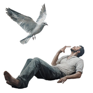 Flying Bird And Man Vinyl Car Decal Sticker – Waterproof & UV-Resistant 8"