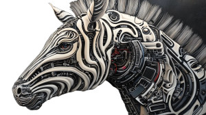 Biomechanical Zebra Vinyl Car Decal Sticker – Waterproof & UV-Resistant 8"