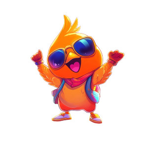 Orange Bird Mascot Vinyl Car Decal Sticker – Waterproof & UV-Resistant 8"