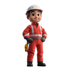 Asian Safety Character Vinyl Car Decal Sticker – Waterproof & UV-Resistant 8"