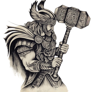 Thor Mjolnir Tattoo Vinyl Car Decal Sticker – Waterproof & UV-Resistant 8"