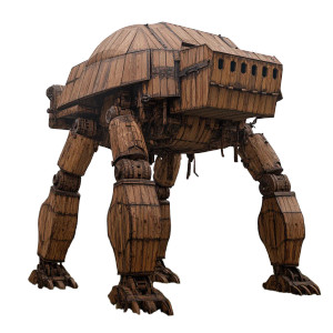 Renaissance Wooden Battlemech Vinyl Car Decal Sticker – Waterproof & UV-Resistant 8"