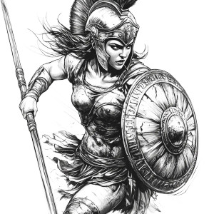 Athena In Battle Vinyl Car Decal Sticker – Waterproof & UV-Resistant 8"