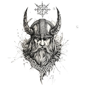 Viking Tattoo Design Vinyl Car Decal Sticker – Waterproof & UV-Resistant 8"