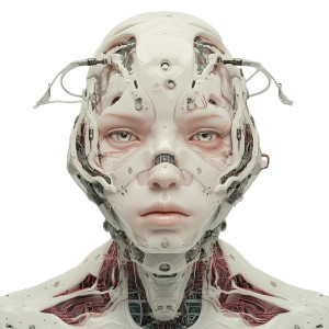 Cyber Robotic Woman Vinyl Car Decal Sticker – Waterproof & UV-Resistant 8"