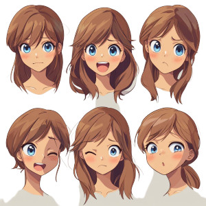 Anime Girl Expressions Vinyl Car Decal Sticker – Waterproof & UV-Resistant 8"