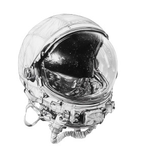 Astronaut Helmet Drawing Vinyl Car Decal Sticker – Waterproof & UV-Resistant 8"