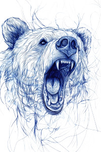 Growling Bear Illustration Vinyl Car Decal Sticker – Waterproof & UV-Resistant 8"