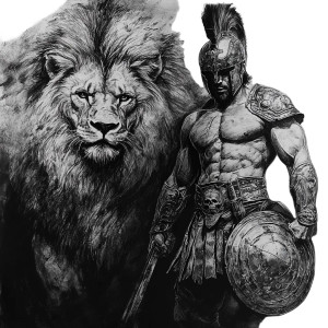 Gladiador Con León Vinyl Car Decal Sticker – Waterproof & UV-Resistant 8"