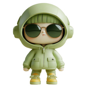 Cute Green Doll Vinyl Car Decal Sticker – Waterproof & UV-Resistant 8"