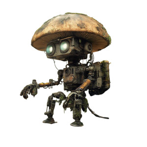 Mushroom Robot Uprising Vinyl Car Decal Sticker – Waterproof & UV-Resistant 8"