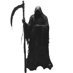 Grim Reaper Stands Vinyl Car Decal Sticker – Waterproof & UV-Resistant 8"