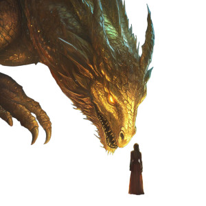 Golden Dragon Encounter Vinyl Car Decal Sticker – Waterproof & UV-Resistant 8"