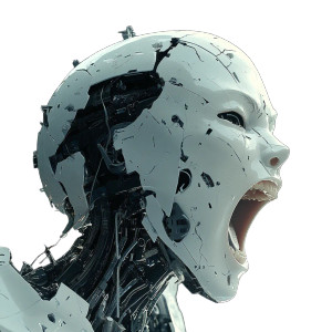 Screaming Robot Head Vinyl Car Decal Sticker – Waterproof & UV-Resistant 8"