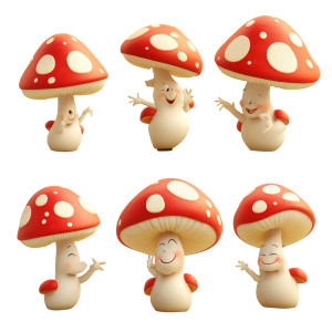 Cartoon Mushroom Poses Vinyl Car Decal Sticker – Waterproof & UV-Resistant 8"