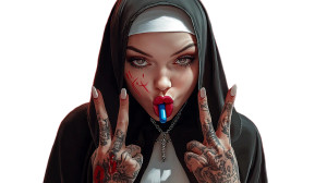Rock And Roll Nun Vinyl Car Decal Sticker – Waterproof & UV-Resistant 8"