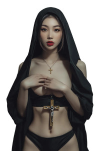 Nun With Toned Abs Vinyl Car Decal Sticker – Waterproof & UV-Resistant 8"