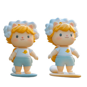 Cartoon Cat Surfing Vinyl Car Decal Sticker – Waterproof & UV-Resistant 8"