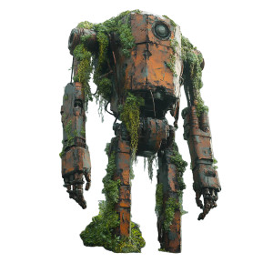 Rusted Robot Statue Vinyl Car Decal Sticker – Waterproof & UV-Resistant 8"