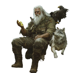 Mystical Elder With Companions Vinyl Car Decal Sticker – Waterproof & UV-Resistant 8"