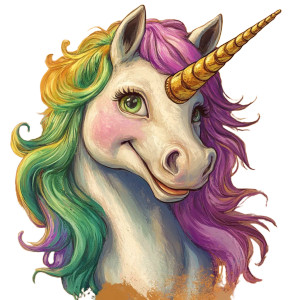 Smiling Colorful Unicorn Vinyl Car Decal Sticker – Waterproof & UV-Resistant 8"