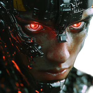 Apocalyptic Cyborg Hero Vinyl Car Decal Sticker – Waterproof & UV-Resistant 8"