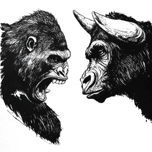 Gorilla Vs Bull Tattoo Vinyl Car Decal Sticker – Waterproof & UV-Resistant 8"