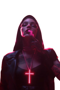 Smoking Nun Illustration Vinyl Car Decal Sticker – Waterproof & UV-Resistant 8"