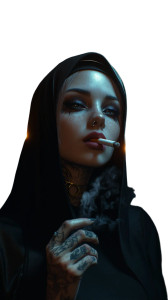 Emo Nun Smoking Vinyl Car Decal Sticker – Waterproof & UV-Resistant 8"