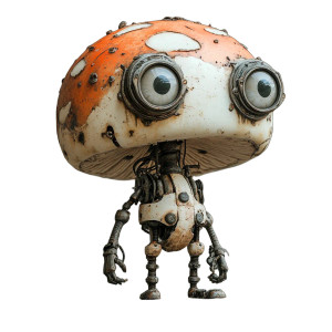 Mushroom Robot Vinyl Car Decal Sticker – Waterproof & UV-Resistant 8"