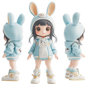 Cute Rabbit Girl Vinyl Car Decal Sticker – Waterproof & UV-Resistant 8"