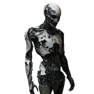 Broken Sci-Fi Robot Vinyl Car Decal Sticker – Waterproof & UV-Resistant 8"