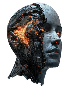 Human-Machine Portrait Vinyl Car Decal Sticker – Waterproof & UV-Resistant 8"