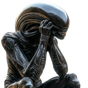 Alien Thinking Pose Vinyl Car Decal Sticker – Waterproof & UV-Resistant 8"